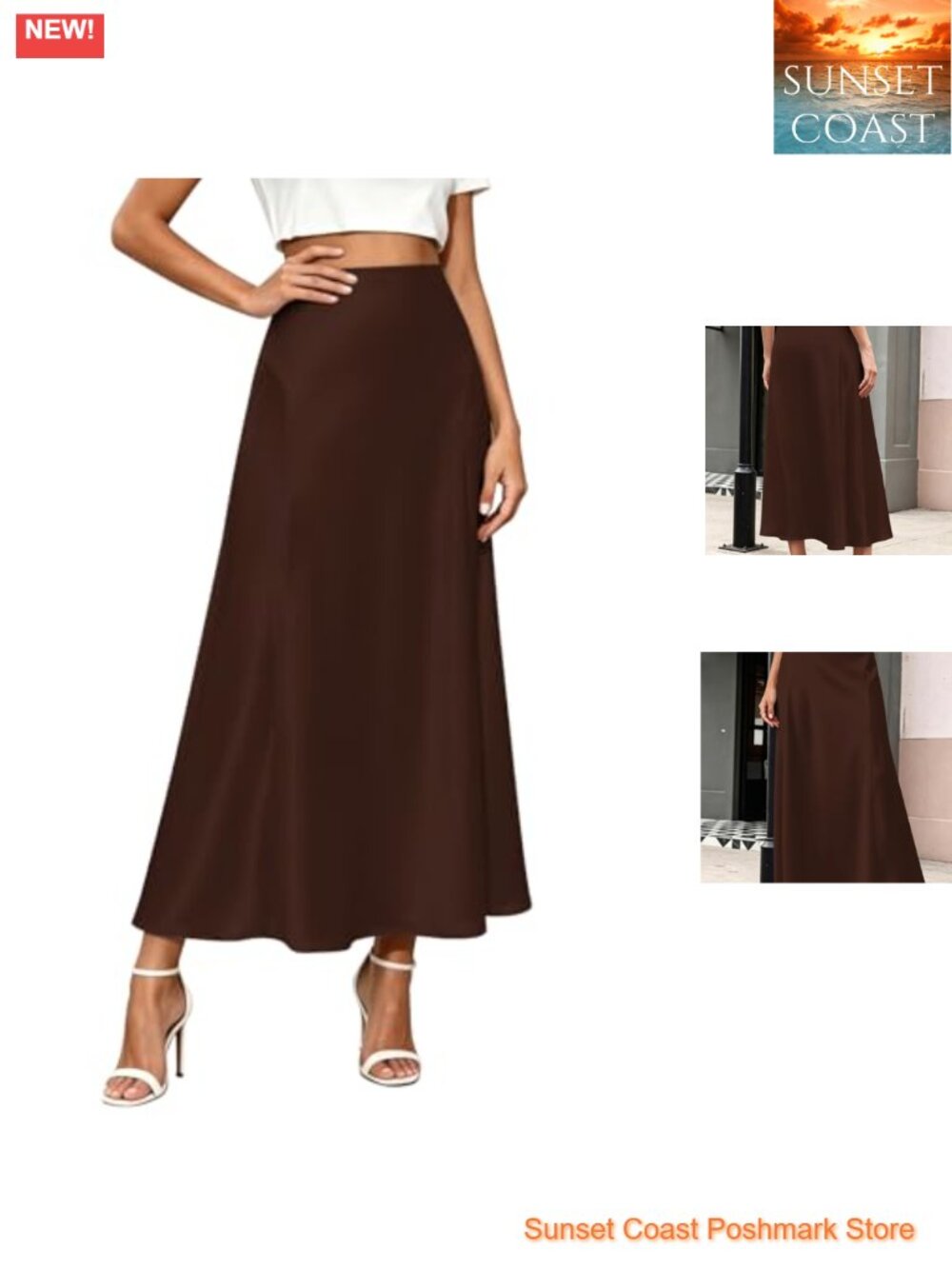 Womens Satin Maxi Skirt High Waist A Line Flowy Long Skirt